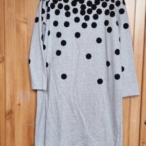 Boden Size 16L Grey Dress velvet flowers round neck